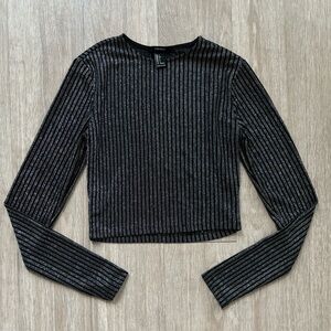 Forever 21 Black Long Sleeve Glittery Blouse